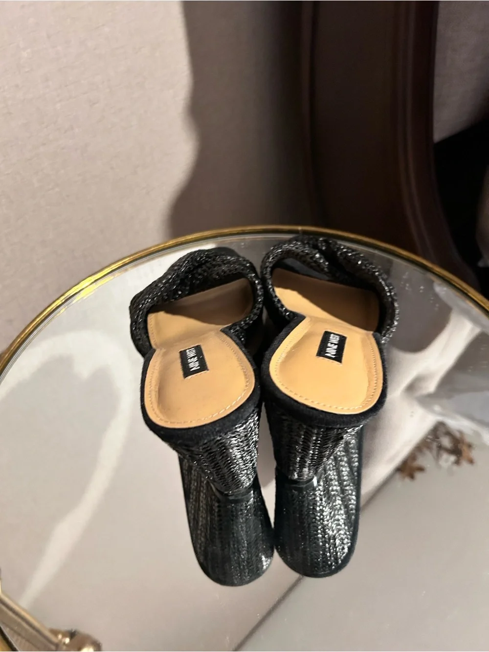 Women’s Nine West size 71/2 black Rafia wedges